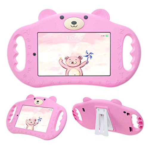 Product Cover pzoz Tablet Case for Kids Compatible with 7 Tablet 7in Shock Proof Handle Protector Stand Girls Boys 7inch Cover for Tablet 7 inch 7th Edition Generation 2017 Release (Pink)