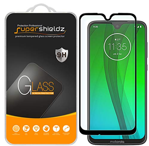 Product Cover (2 Pack) Supershieldz for Motorola (Moto G7 Plus) Tempered Glass Screen Protector, (Full Screen Coverage) Anti Scratch, Bubble Free (Black)