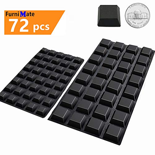 Product Cover Black Rubber Feet 72PCS Self Adhesive Rubber Feet Black Bumper Pads Tall Square Bumpers for Electronics Speakers Computers Keyboard PS4 Chair Legs in a Case for Hardwood Floor and 20 Rubber Bumpers