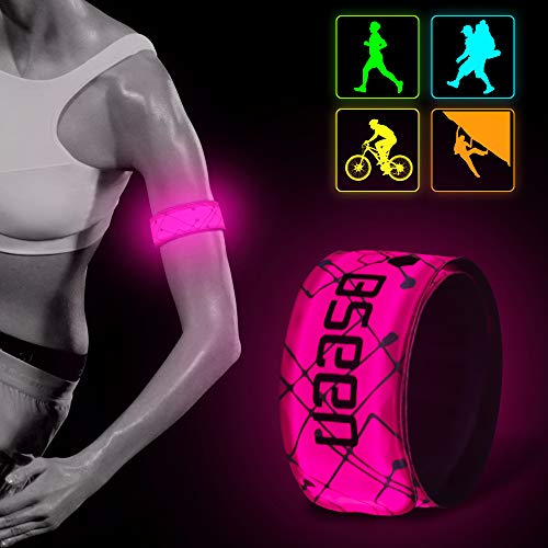 Product Cover Bseen LED Armband 1 Pack LED Slap Bracelets, Adjustable Strap Safety Light Armbands Glow in The Dark Night Running Gear for Walking, Cycling, Camping Outdoor Sports (Pink-DesignⅠ)