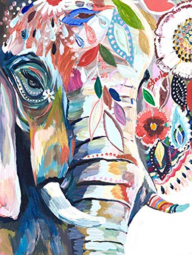 Product Cover DIY 5D Diamond Painting Kit for Adult Kids, Full Drill Elephant Embroidery Painting for Home Wall Decor Painting Arts Craft 12x16 Inch