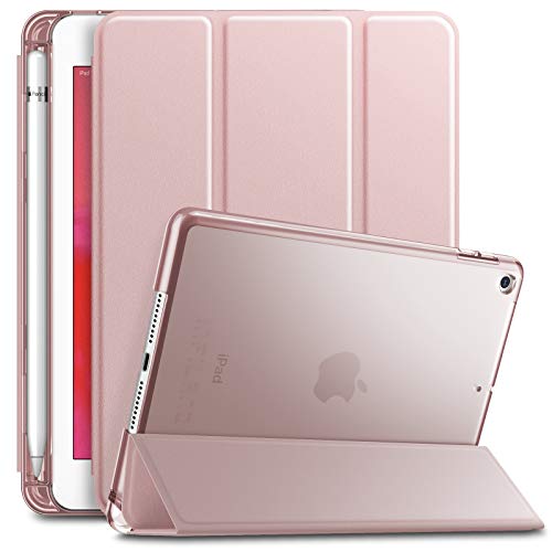 Product Cover Infiland iPad Mini 5 2019 Case with Apple Pencil Holder, Ultra Slim Lightweight Stand Case with Translucent Frosted Back Smart Cover for Apple iPad Mini 5th Gen 7.9-inch 2019 Release, Rose-Gold
