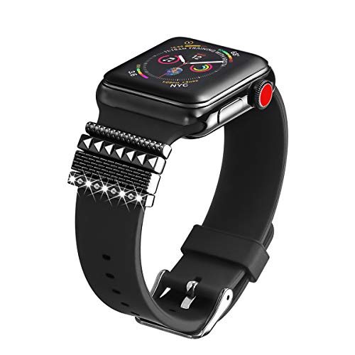 Product Cover Compatible with Apple Watch Band 38mm/40mm Series 5，Apple Watch Band Decorative Rings Designed Pattern Watch Band Women,Compatible Apple Watch Band/iwatch Series 5 4 3 2 1 (black)