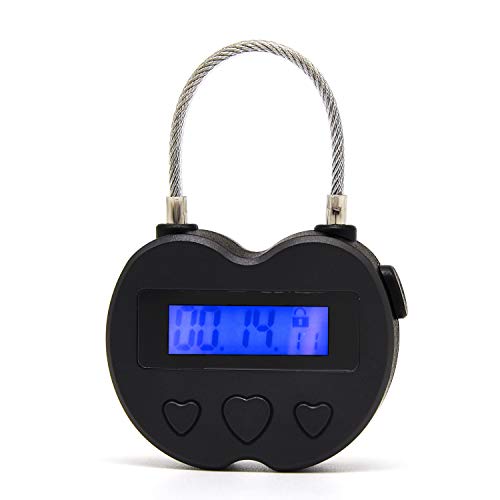 Product Cover Time Lock LCD Display Time Lock Multi-Function Electronic Timer, USB Rechargeable Timer Padlock (Black)