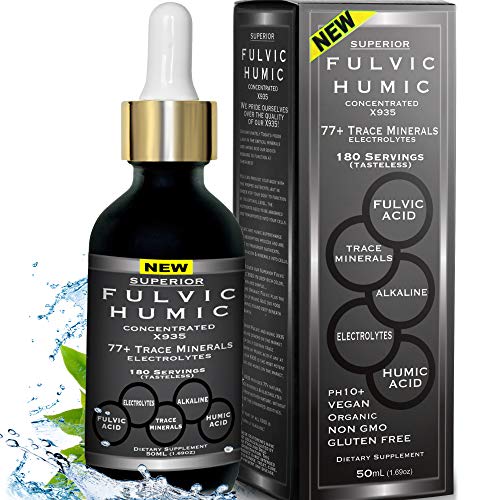 Product Cover Fulvic Acid and Humic Acid Trace Mineral Drops 6 Month Supply, Electrolyte Energy Boost. All Natural Organic Plant Derived Blend of Ionic Trace Minerals from Fulvic and Humic Acid Similar to Shilajit