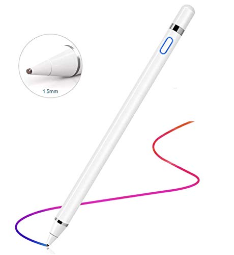 Product Cover Active Stylus Pen for Touch Screens, Rechargeable 1.5mm Fine Point Smart Pencil Digital Stylus Pen Compatible with iPad and Most Tablet by Viceting (White)