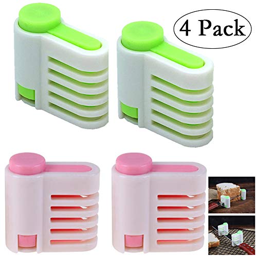 Product Cover Neepanda 4 Pack DIY Cake Slicer, Adjustable 5 Layers Leveler Slicer, Cutting Fixator Guide Tool, Stratification Auxiliary, Cake Slicing Leveler, Bread Slice, Even Cake Slicing Leveler (Green & Pink)