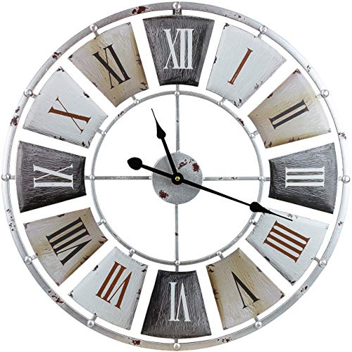 Product Cover Sorbus Large Decorative Wall Clock, Centurion Roman Numeral Hands, Vintage Industrial Rustic Farmhouse Style Modern Home Decor Ideal for Living Room, Analog Wood Metal Clock, 24