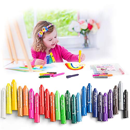 Product Cover Secura Washable Crayons Tempera Paint Sticks for Kids, Teens and Adults, 24 Colors, Non-Toxic, Quick Drying