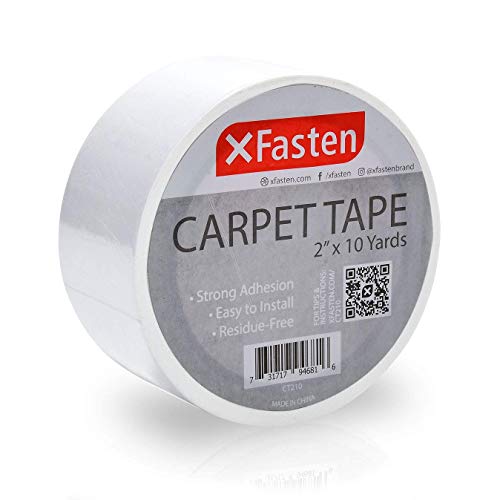 Product Cover XFasten Double Sided Carpet Tape for Area Rugs and Carpets, Removable and Hardwood Safe, 2 Inches x 10 Yards, Ideal for Area Rugs, Carpet Over Rugs or Delicate Hardwood Floors