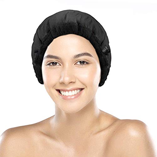 Product Cover Deep Conditioning Thermal Heat Cap - Disposable Shower Caps, Curly Girl Method, Steaming Haircare Therapy, Oil Treatments, Hair Mask Therapy, Soft, Plush Cotton, Stretchy Nylon, Safe Microwave Cap