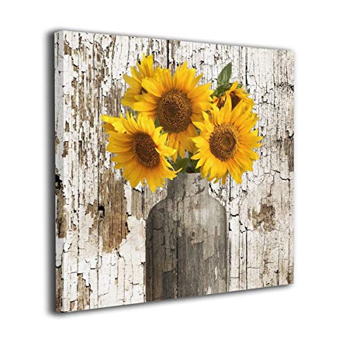 Product Cover Rustic Floral Country Farmhouse Sunflower Contemporary Canvas Artwork Prints Wall Art Decor for Home Living Room Bedroom Decoration Office Wall Decor Framed Ready to Hang 20