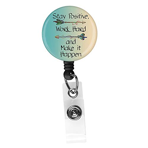 Product Cover Inspirational Quote Retractable ID Card Badge Holder with Alligator Clip, Name Nurse Decorative Badge Reel Clip on Card Holders