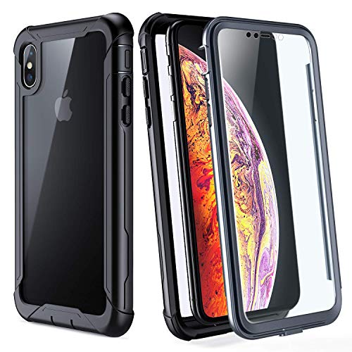 Product Cover iPhone Xs Max Case - FITFORT Full Body Rugged Case with Built-in Touch Sensitive Anti-Scratch Screen Protector, Ultra Thin Clear Shock Drop Proof Impact Resist Extreme Durable Protective Cover