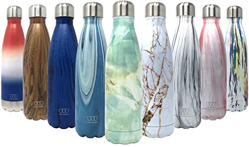 Product Cover 17oz Stainless Steel Vacuum Insulated Water Bottle | Leak-Proof Double Walled Cola Shape Bottle | Keeps Drinks Cold for 24 Hours & Hot for 10 Hours (Pattern: Cumulus, 17oz)