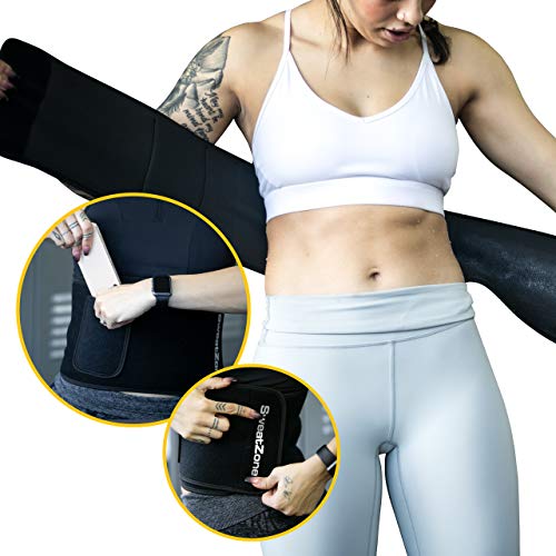Product Cover Sweat Belt for Women - Premium Waist Trimmer for Women & Men by Sweat Zone with Storage Pocket - Neoprene Waist Band for Exercise Workouts