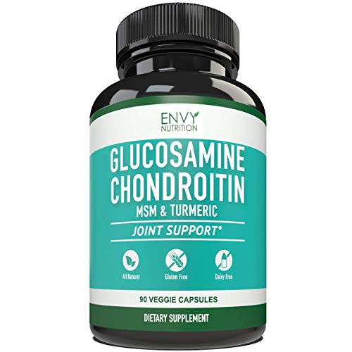 Product Cover Glucosamine with Chondroitin Turmeric MSM Boswellia - Joint Pain Relief Supplement - Anti-Inflammatory & Antioxidant Pills by Envy Nutrition for Your Back, Knees, Hands - Natural & Non-GMO - 90 Caps