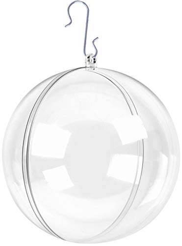 Product Cover Zilo Novelties Clear Fillable Christmas Ornaments Large Clear Ball 100mm | Clear Ornaments for Crafts | Fillable Ornament Balls | Pack of 10 Christmas Ball Clear Plastic Ornaments for Christmas
