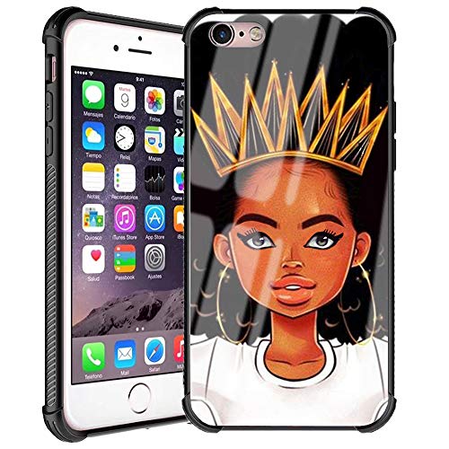 Product Cover iPhone 6 iPhone 6s Case African Afro Girls Women Slim Fit Shockproof Bumper Cell iPhone Accessories Black Tempered Glass Protective Apple iPhone 6/6s Case - Queen Girls