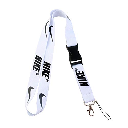 Product Cover Lanyard Keychain Holder Keychain Key Chain Black Lanyard Clip with Webbing Strap (White)