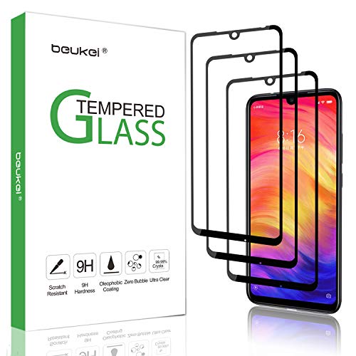 Product Cover (3 Pack) Beukei for Xiaomi Redmi Note 7 / Redmi Note 7 Pro Tempered Glass Screen Protector (6.3 inches), Glass with 9H Hardness, with Lifetime Replacement Warranty, for Redmi Note 7