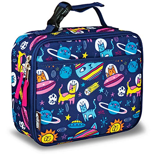 Product Cover LONECONE Kids' Insulated Lunch Box - Cute Patterns for Boys and Girls, Intergalacti-CAT, Standard