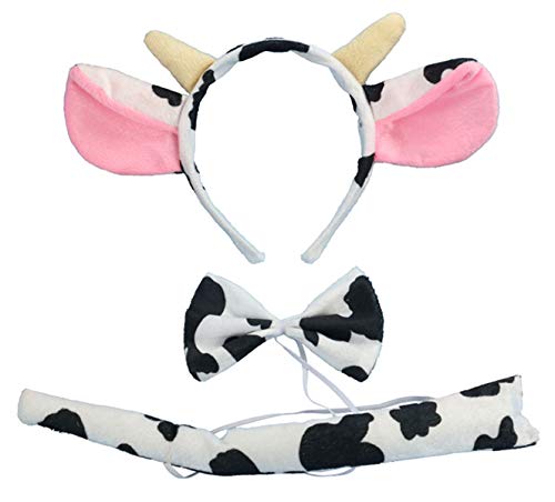 Product Cover Kinzd Kids Mouse Dalmatian Antlers Wolf Tiger Party Halloween Christmas Costume (Milk cow)