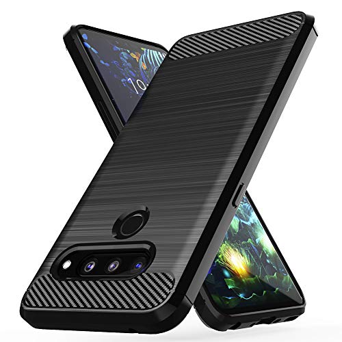 Product Cover LG V50 ThinQ Case, LG V50 Case, E-outfit Slim Soft TPU Protective Rubber Bumper Case Cover for LG V50 ThinQ Phone (Black)