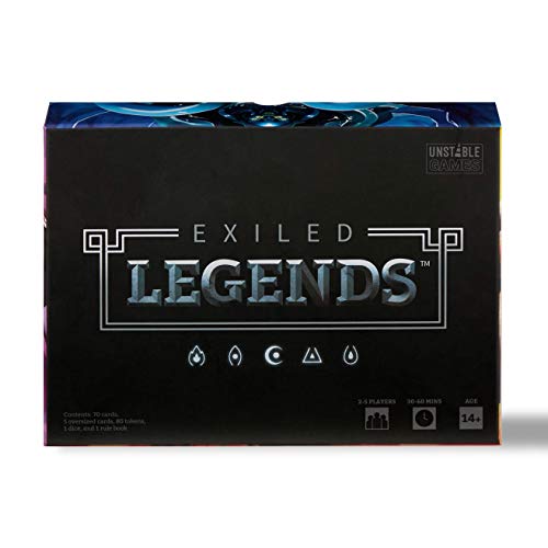 Product Cover TeeTurtle Exiled Legends Base Game - from The Creators of Unstable Unicorns - A Strategic Card Game for Teens and Adults, Black
