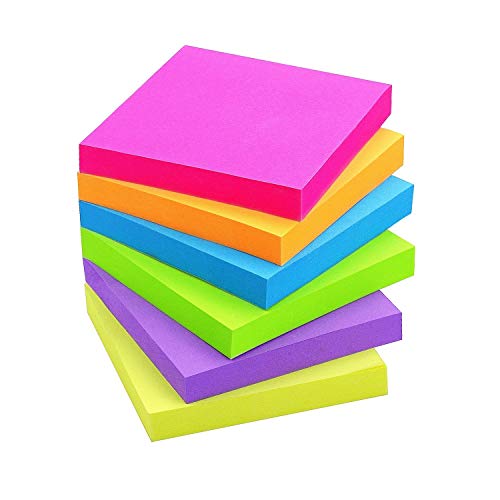 Product Cover Sticky Notes 3x3 Self-Stick Notes 6 Bright Multi Colors Purple Sticky Notes 6 Pads 100 Sheet/Pad (6)