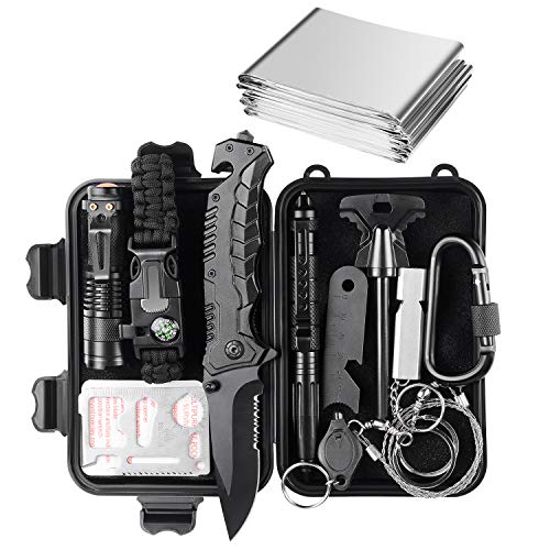 Product Cover Jinager Survival Gear Kits Outdoor Survival Gear Tool for Trip,with Fire Starter, Whistle, Wood Cutter, Tactical Pen for Camping, Hiking, Climbing for Wilderness/Trip/Cars/Hiking/Camping