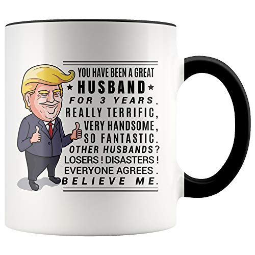 Product Cover YouNique Designs 3 Year Anniversary Coffee Mug for Him, 11 Ounces, Trump Mug, 3rd Wedding Anniversary Cup For Husband