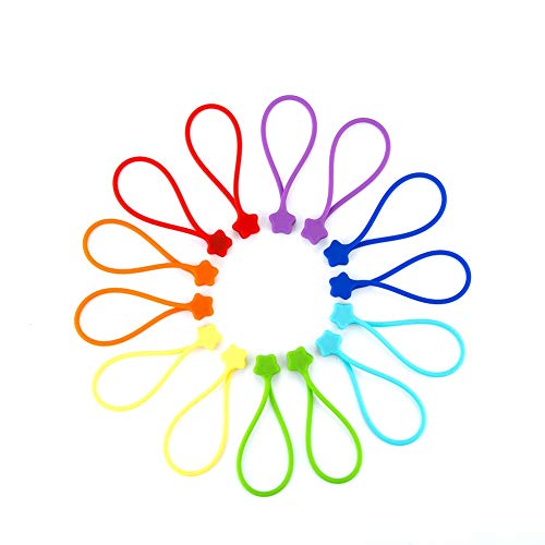 Product Cover Fironst Strong Reusable Magnetic Cable Ties/Twist Ties for Bundling and Organizing,14 Pack Multi-Color Magnet Cord Winder for Cable Management, Hanging & Holding Stuff Silicone Cord Keeper