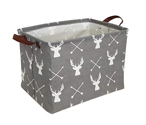 Product Cover HIYAGON Rectangular Laundry Baskets,Fabric Storage Bin Storage Boxes,Collapsible Storage Basket for Toy, Clothes,Books.Shelves Basket(Grey Deers)