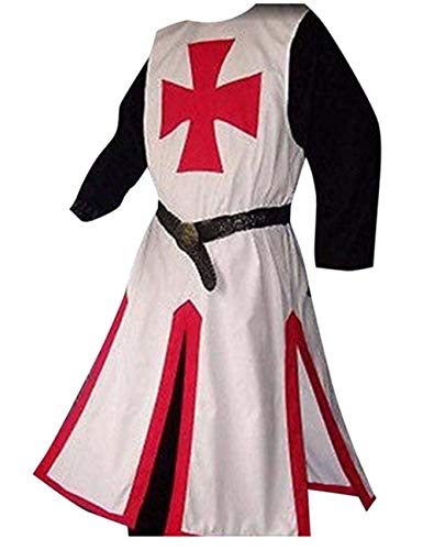Product Cover Mens Crusader Costume Medieval Templar Renaissance Knight Warrior Tunic Retro Halloween Cosplay Cloak Robe