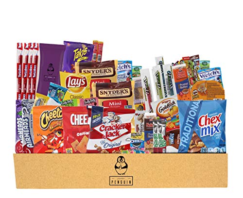Product Cover Everyday Care Package (50 Count + 1 Bonus Snack) Snack Box - An Assortment of Chips, Crackers, Candy, Cookies, Bars for Military, Students, Office, and More!