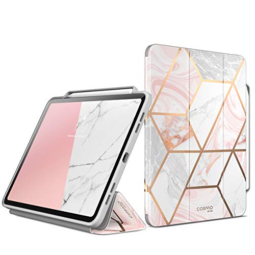 Product Cover i-Blason Cosmo Full-Body Trifold Stand Protective Cover with Auto Sleep/Wake and Pencil Holder for Apple iPad Pro 12.9 Inch 2018 (Marble)