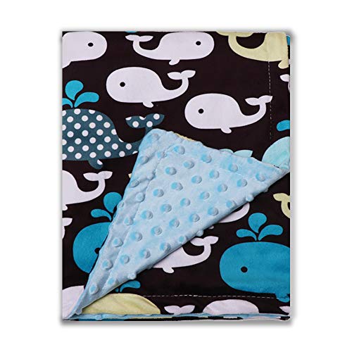 Product Cover Soft Minky Baby Blanket - with Premium Dotted Backing Whale Printed - Unisex - for Stroller, Crib, Newborns, Receiving (30