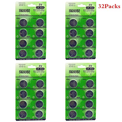 Product Cover SKOANBE 32PCS 2032 Coin Cell Battery CR2032 L2032 Lithium Battery 3V 230mAh