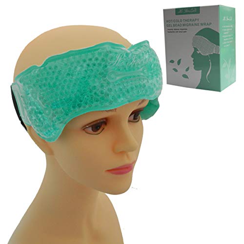 Product Cover Ice Pack for Head, Cold Hot Therapy for Forehead Gel Bead Pack Relieve Pain for Migraine,Sinus, Headache Reusable Adjustable (PlushIcepack-Teal)