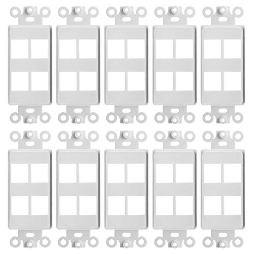 Product Cover Cmple - 4 Port Decora Wall Plate 1-Gang Keystone Decora Insert, Jack Single Gang Decora Wall Plate - (10 Pack)