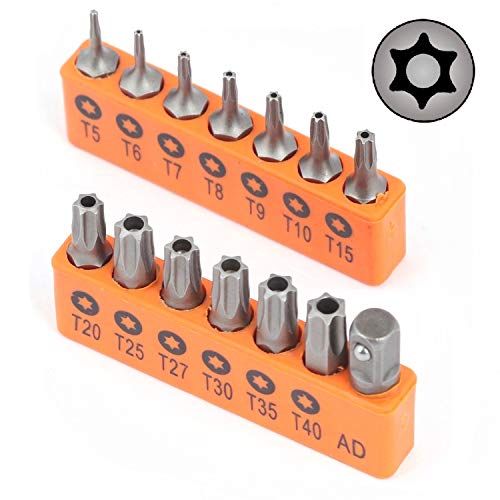 Product Cover HORUSDY 14-Piece Tamper Resistant Star Bits, S2 Steel, T5 - T40 Security Torx Bit Set (14-Piece)