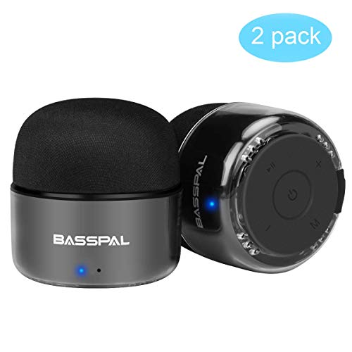Product Cover BassPal Portable Bluetooth Speakers, Small True Wireless Stereo (TWS) Speaker with Radio, IPX5 Waterproof, HD Sound & Enhanced Bass, Mini Pocket Size for Home Travel Shower Pool Beach Outdoor-2 Pack