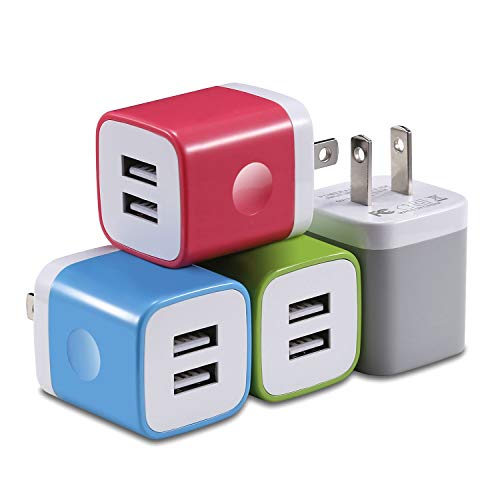 Product Cover X-EDITION USB Charger Plug, 4-Pack 2.1A Dual Port USB Wall Charger Power Adapter Charging Block Cube Compatible with Phone Xs Max/Xs/XR/X/8/7/6 Plus/5S, Samsung, LG, Moto, Android Cell Phones More