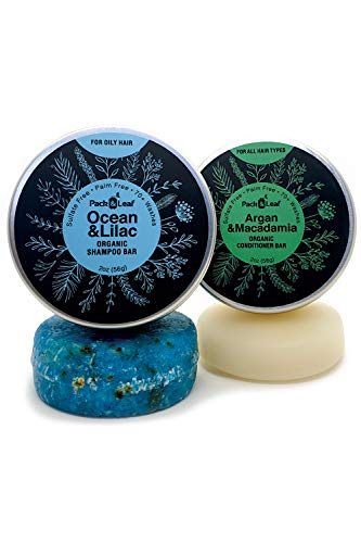 Product Cover Organic Shampoo Bar and Conditioner Bar Travel Set, Ocean & Lilac for Oily Hair, Sulfate Free, Palm Oil Free, Plastic Free, Eco-Friendly Natural Solid Bars