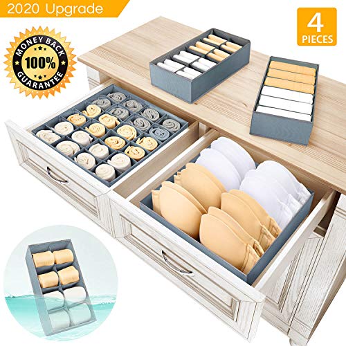 Product Cover Underwear Organizer Dresser Drawer Organizer - Foldable Closet Drawer Dividers Washable Sock Organizer Storage Bra Box Fabric Bin for Baby Clothes,Panties,Lingeries,Ties,Belts