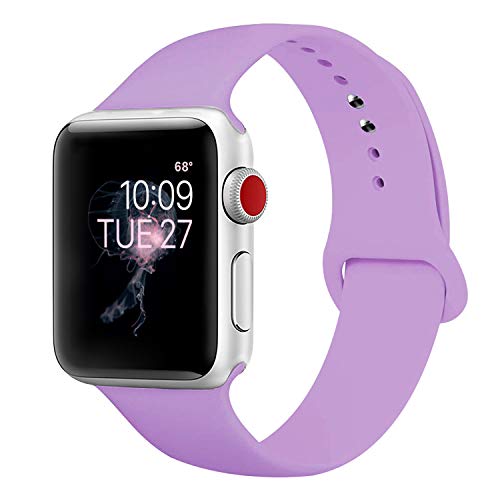 Product Cover BMBEAR Sport Bands Compatible with Apple Watch 42mm 44mm Soft Silicone Band Replacement iWatch Strap for Apple Watch Series 4 Series 3 Series 2 Series 1 Lavender S/M