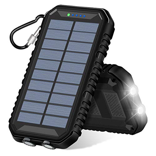 Product Cover ADDTOP Solar Charger 15000mAh Portable Phone Charger with Dual USB 2.4A Waterproof Solar Power Bank with Flashlight for Smart Phones, Tablets and More