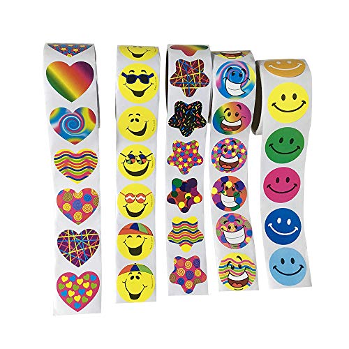 Product Cover Sticker Roll 5 Rolls of Party Supplies Stickers for Kids Teachers 500 Stickers