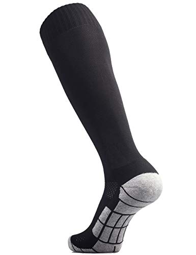 Product Cover CWVLC Soccer Socks Mens Womens Baseball Sport Team Athletic Knee High Long Tube Cotton Compression Socks Black Large (10-13 Women/8-12 Men)